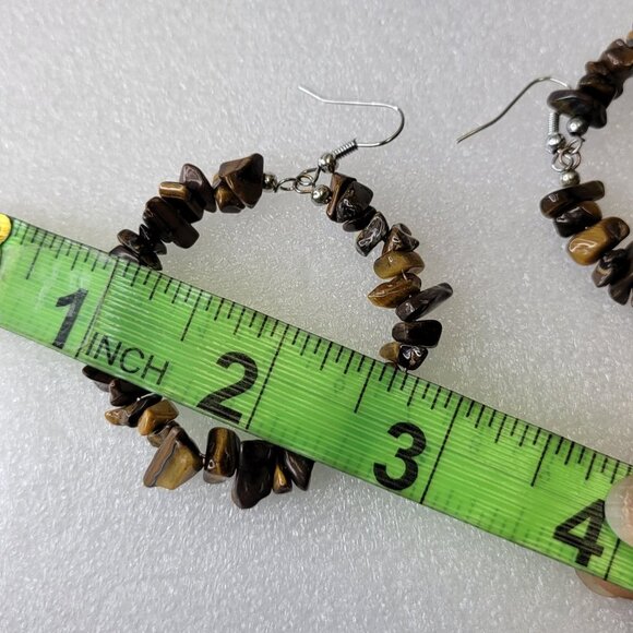 Tigereye Chip Dangle Earrings - Picture 6 of 10